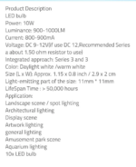 ⁦LEd 12V-10w لمبه ليد قوية-(ابيض بارد)⁩ - الصورة ⁦2⁩