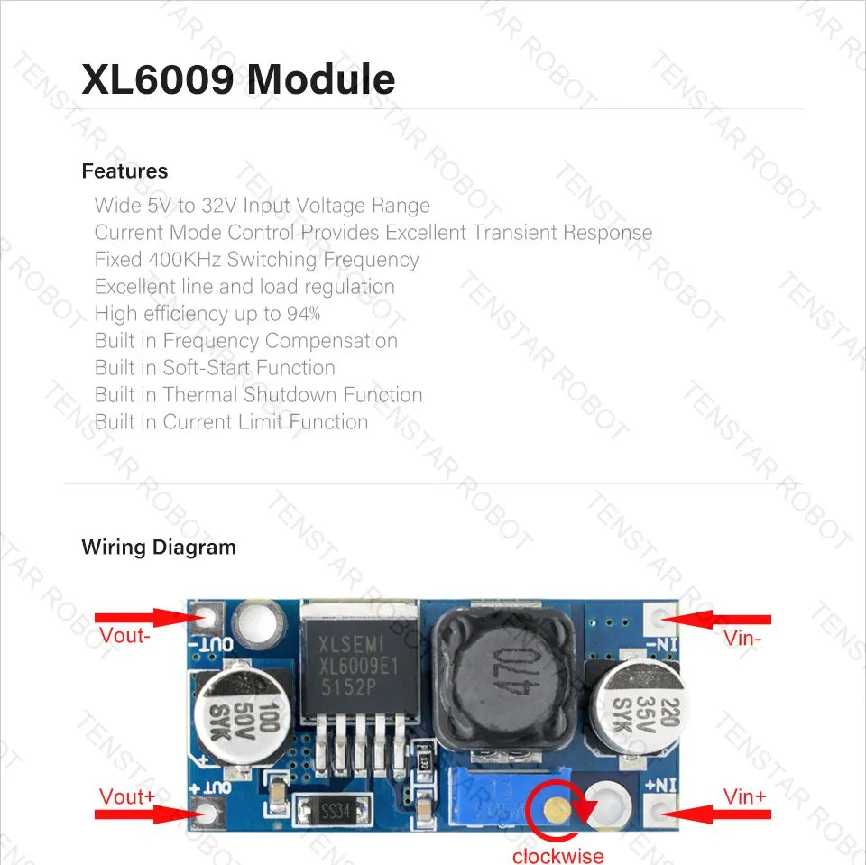 دائره رفع الجهد XL6009E1 دائره رفع الجهد XL6009E1