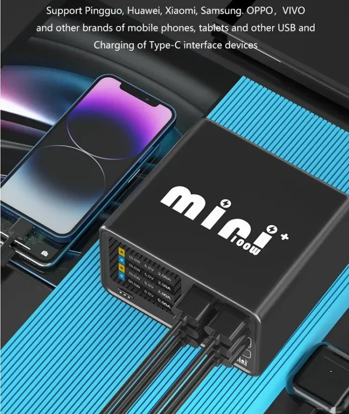 ⁦شاحن MaAnt Dianba Mini+ هي شاحن مكتبي ذكي ومتعدد الوظائف بقدرة إجمالية 100 واط⁩ - الصورة ⁦3⁩