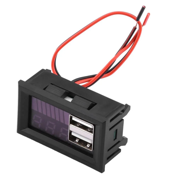 ⁦شاشة عرض فولت وعرض حاله البطاريه للسياره والموتوسيكل بها 2مخرج usb للشحن⁩ - الصورة ⁦5⁩