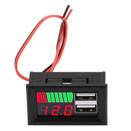 شاشة عرض فولت وعرض حاله البطاريه للسياره والموتوسيكل بها 2مخرج usb للشحن
