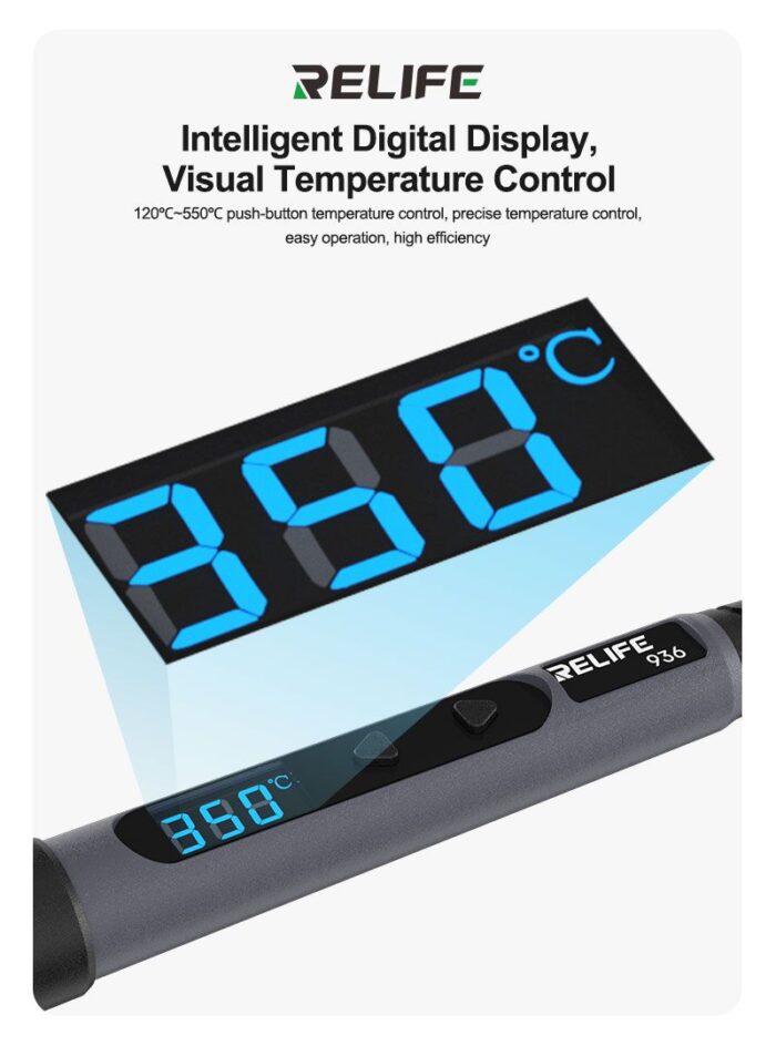 ⁦كاويه لحام 936 ماركه ريلايف 90W شاشه رقميه مضيئه⁩ - الصورة ⁦2⁩