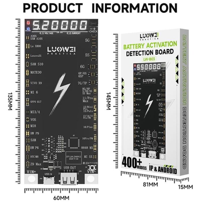 ⁦تستر بطاريه 
IP & Android Battery activation board LW-B03⁩ - الصورة ⁦4⁩