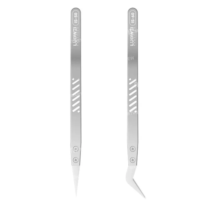 ⁦جيفت Extra-sharp non-magnetic ceramic tweezers - curved tip IS-60⁩ - الصورة ⁦3⁩