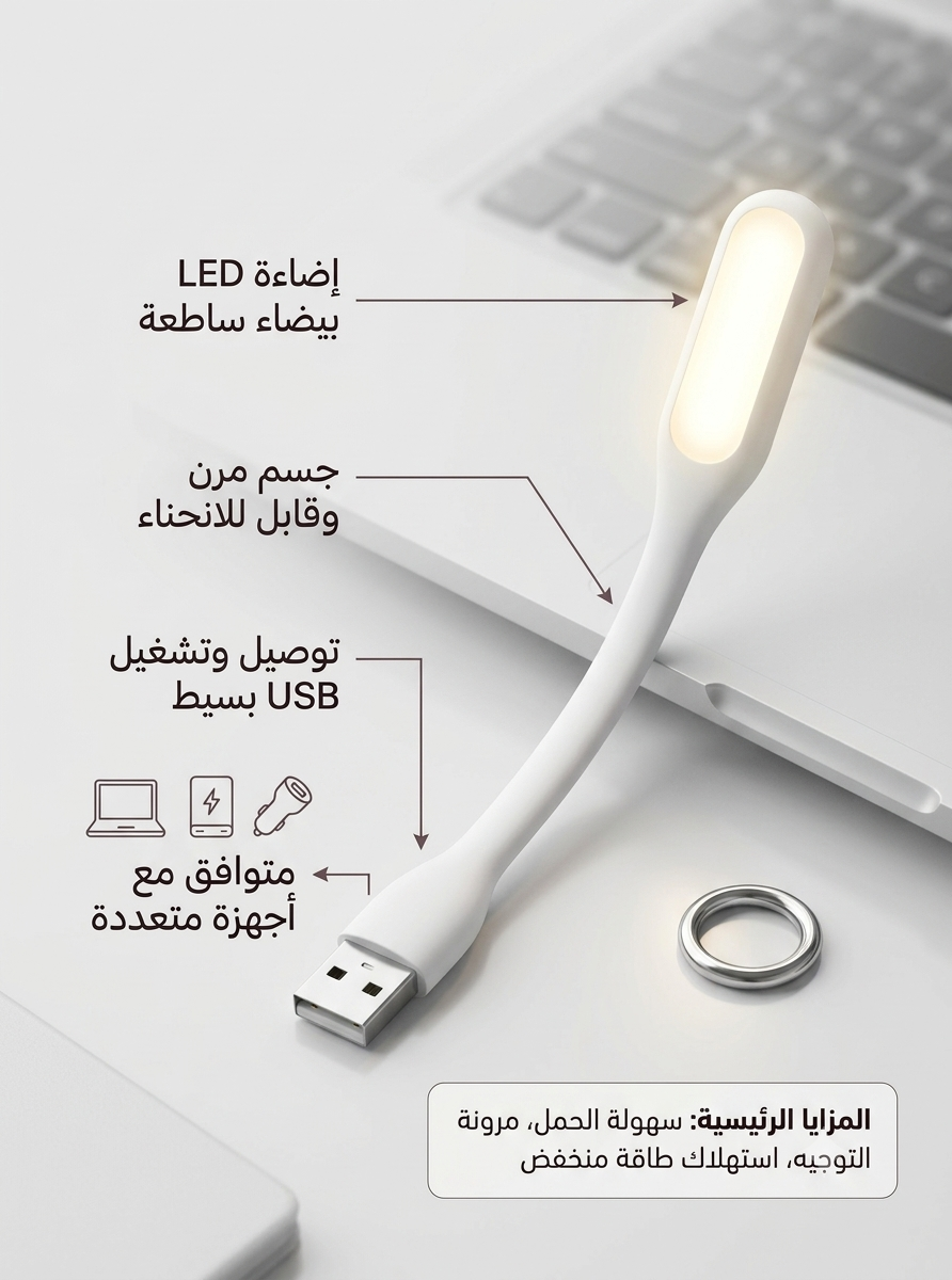 1784032748879 كشاف USB LED المرن – رفيقك الأمثل للإضاءة المحمولة - الصورة 1