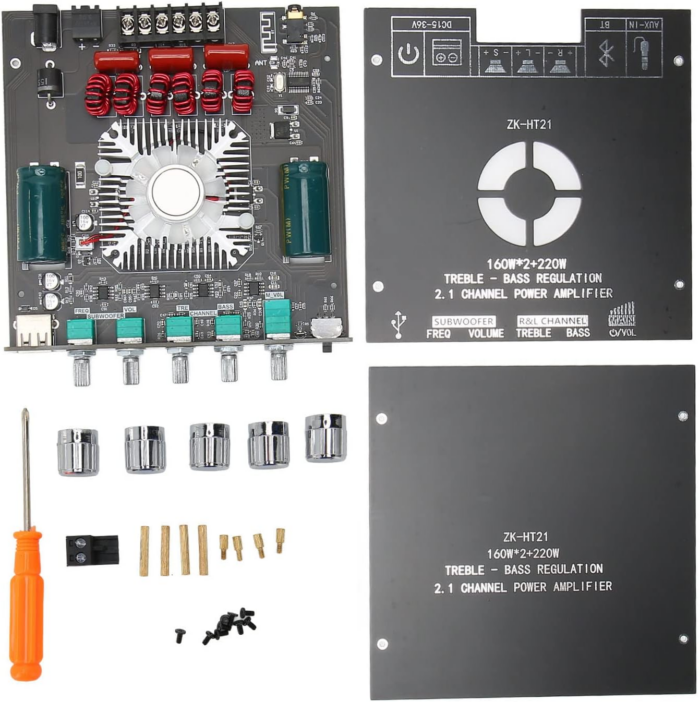 ⁦وحده مكبر صوتGoshyda TDA7498E Amplifier Board 160W×2+320W 2.1CH Subwoofer Amplifier Module with Treble Bass Control AUX USB Inputs 15V-36V⁩ - الصورة ⁦3⁩