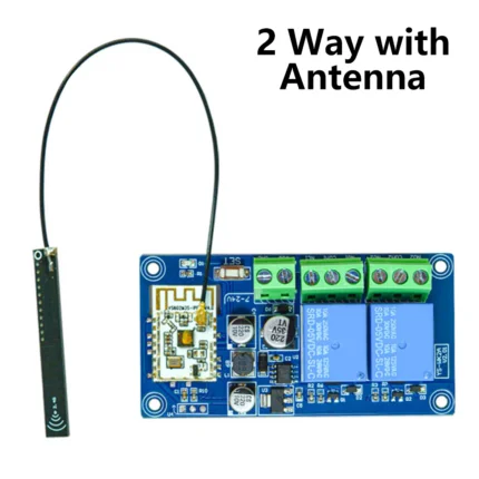 📡 وحدة تحكم لاسلكية ريليه ثنائية (2 قناة) مع هوائي | 2-Way Relay Module with