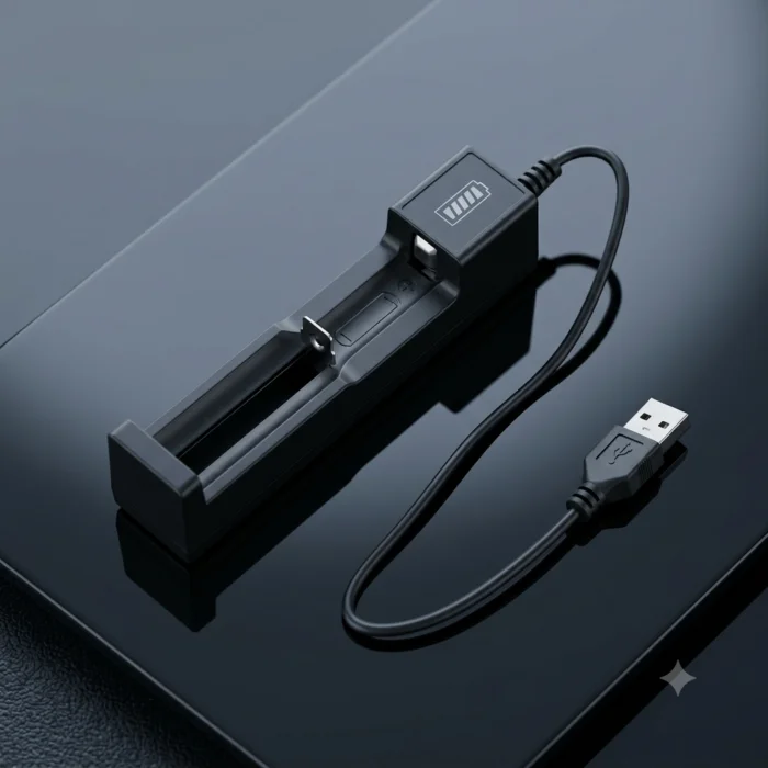 ⁦عرض لفترة محدودة شاحن بطاريات ليثيوم متعدد المقاسات قابلة للشحن منفرد 3.7v (Single Slot Li-ion Battery USB Charger)⁩ - الصورة ⁦2⁩