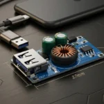 وحده شاحنUSB سريع داخل السياره للهاتف والاجهزه الالكترونيه بقدرة 3A (DC-DC Step-Down Buck Converter Module)