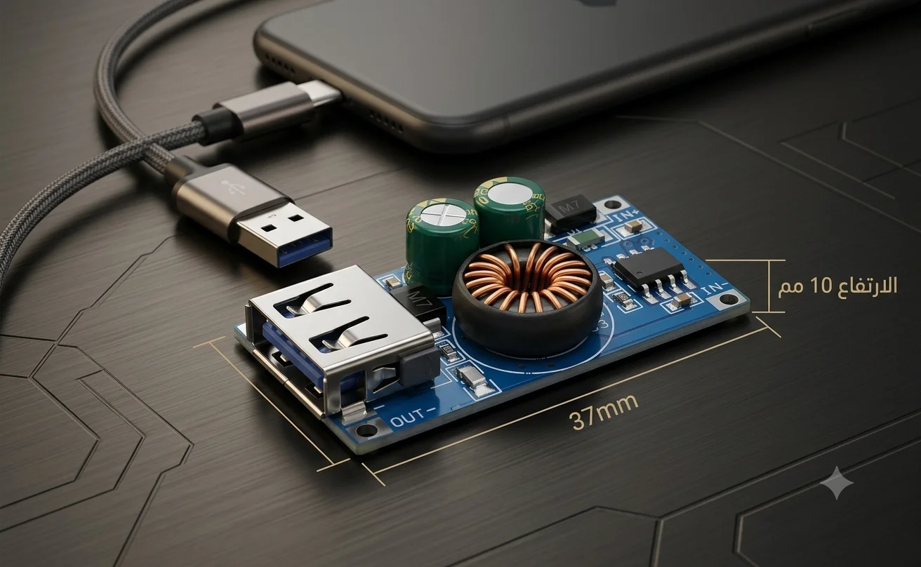 1787415394482 وحده شاحنUSB سريع داخل السياره للهاتف والاجهزه الالكترونيه بقدرة 3A (DC-DC Step-Down Buck Converter Module) - الصورة 1